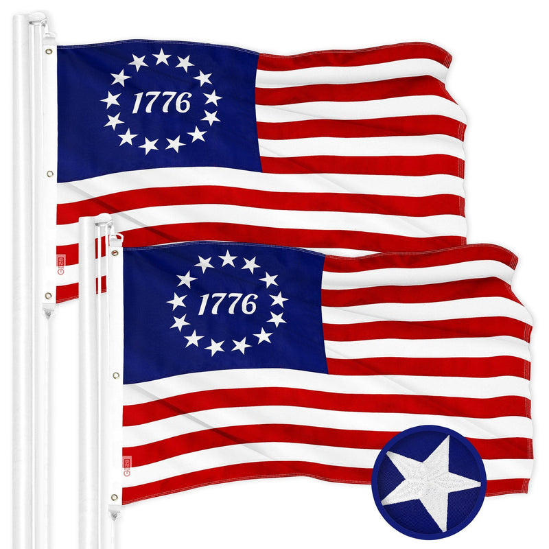 G128 2 Pack: Betsy Ross 1776 Flag | 6x10 Ft | ToughWeave Series Embroidered 300D Polyester | Historical Flag, Embroidered Design, Indoor/Outdoor, Brass Grommets G128