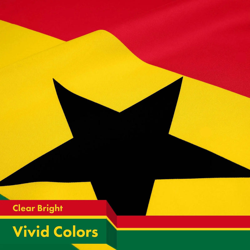 G128 2 Pack: Ghana Ghanaian Flag | 3x5 Ft | Printed 150D Polyester - Indoor/Outdoor, Vibrant Colors, Brass Grommets, Quality Polyester, Much Thicker More Durable Than 100D 75D Polyester G128