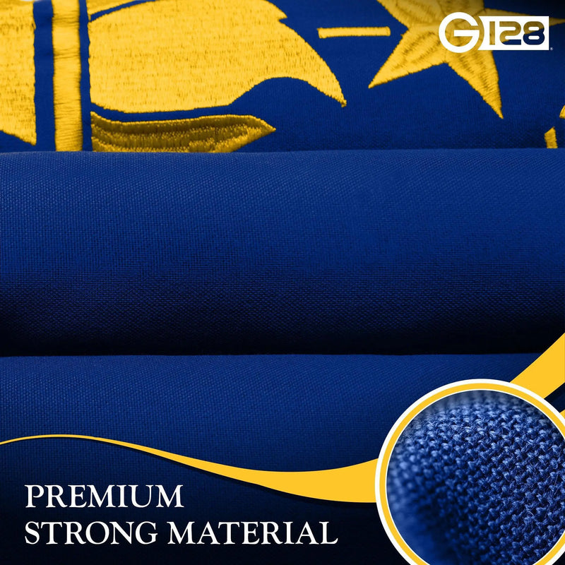 G128 2 Pack: Indiana IN State Flag | 2x3 Ft | StormFlyer Series Embroidered 220GSM Spun Polyester | Embroidered Design, Indoor/Outdoor, Brass Grommets, Heavy Duty, All Weather G128