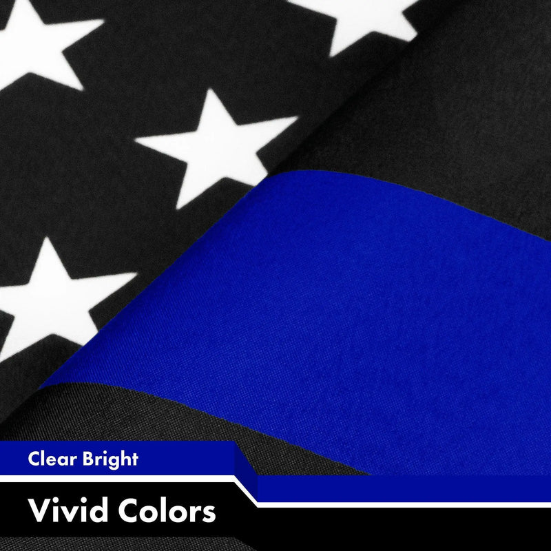 G128 2 Pack: Thin Blue Line Flag | 3x5 Ft | LiteWeave Pro Series Printed 150D Polyester, 4 Corner Brass Grommets | Duty and Honor Flag, Vibrant Colors, More Durable Than 100D 75D Polyester G128