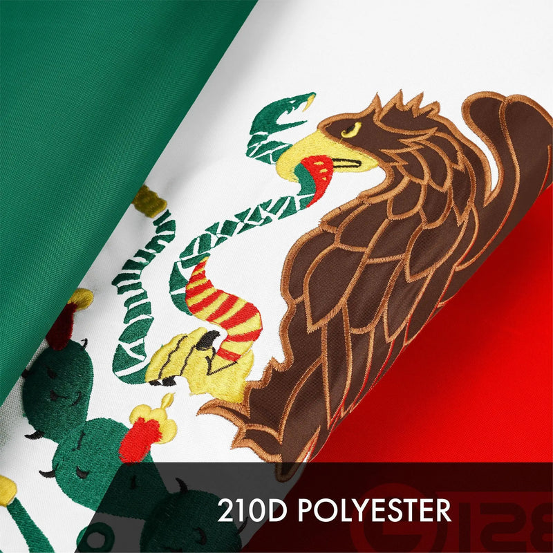 G128 3 Pack: Mexico Mexican Flag | 5x8 Ft | ToughWeave Series Embroidered 300D Polyester | Country Flag, Embroidered Design, Indoor/Outdoor, Brass Grommets G128