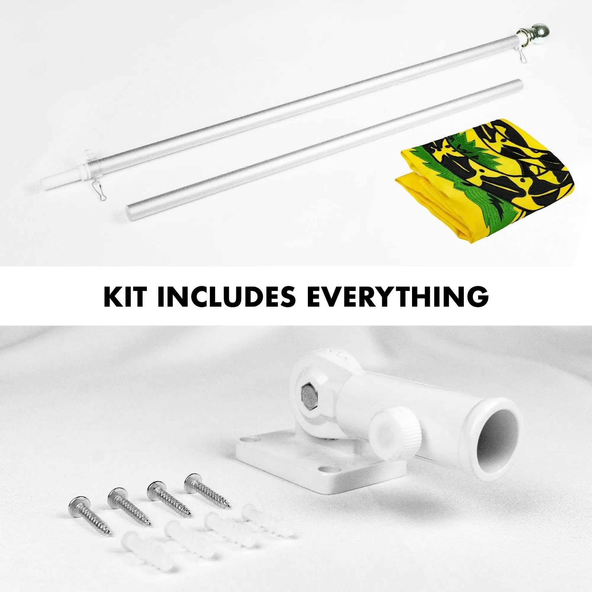 G128 - 5 Feet Tangle Free Spinning Flagpole (Silver) Gadsden Flag Brass Grommets Embroidered 2x3 ft (Flag Included) Aluminum Flag Pole G128