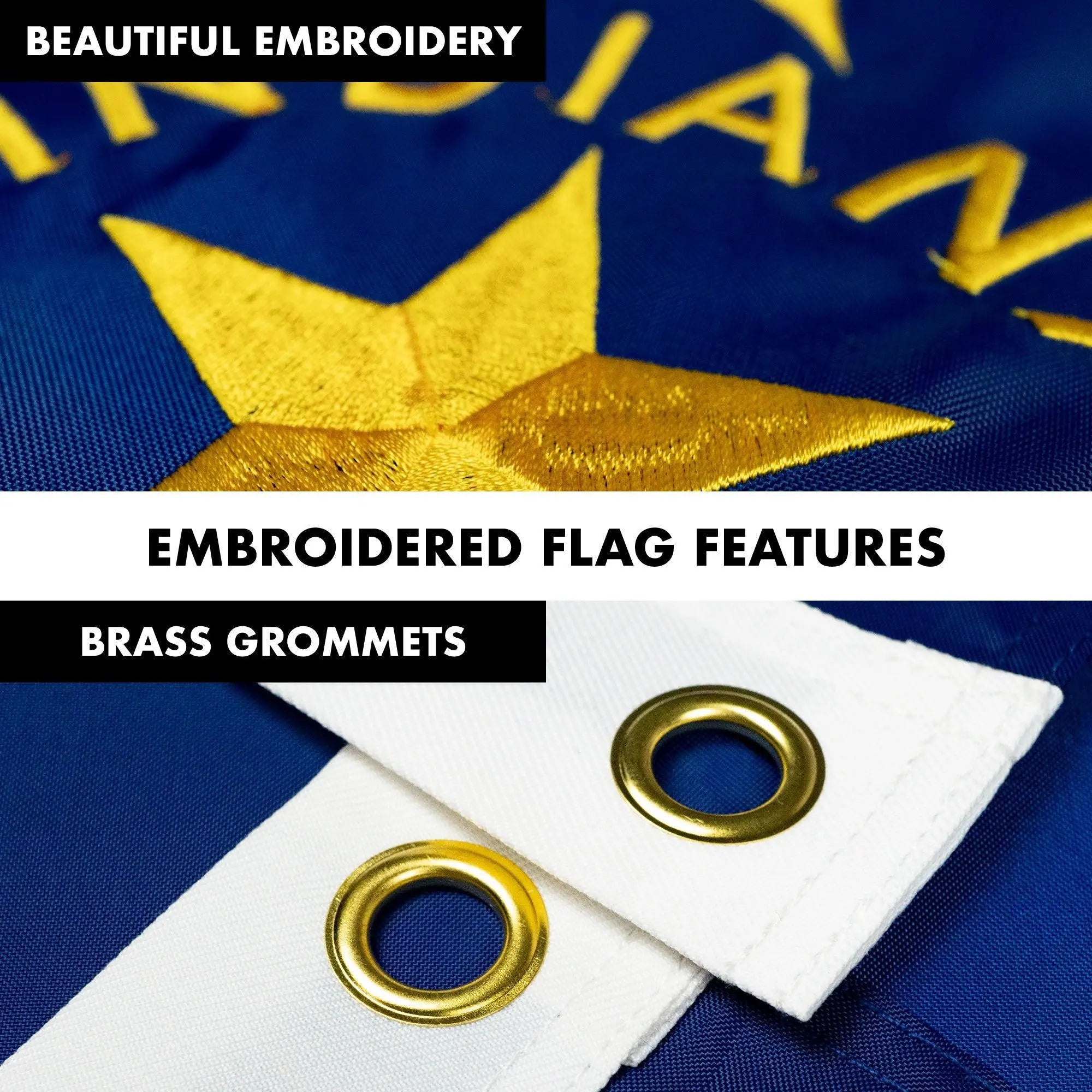 G128 - 6 Feet Tangle Free Spinning Flagpole (Silver) Indiana Flag Brass Grommets Embroidered 3x5 ft (Flag Included) Aluminum Flag Pole G128