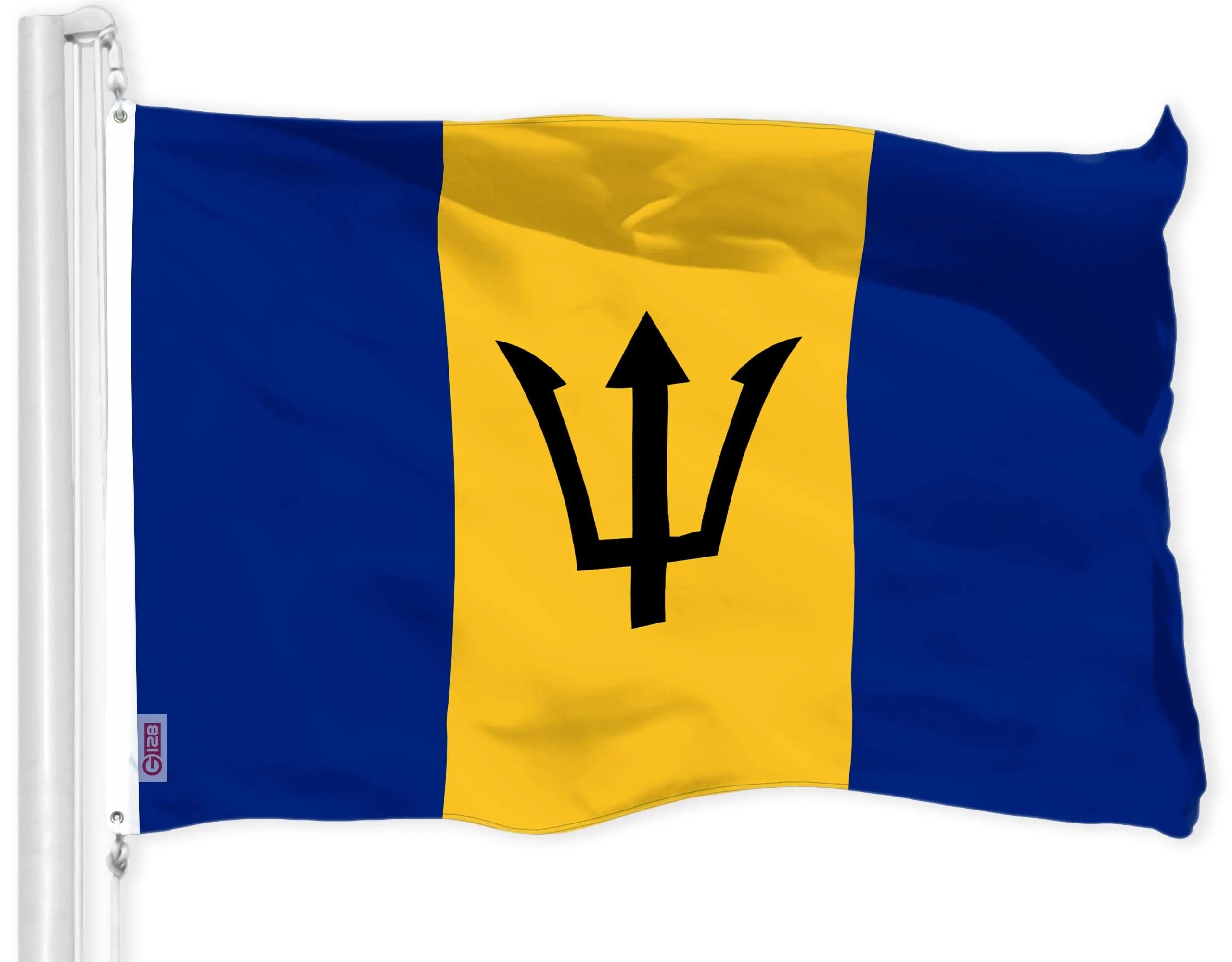 G128 Barbados Barbadian Flag | 3x5 Ft | LiteWeave Pro Series Printed 150D Polyester | Country Flag, Indoor/Outdoor, Vibrant Colors, Brass Grommets, Thicker and More Durable Than 100D 75D Polyester G128