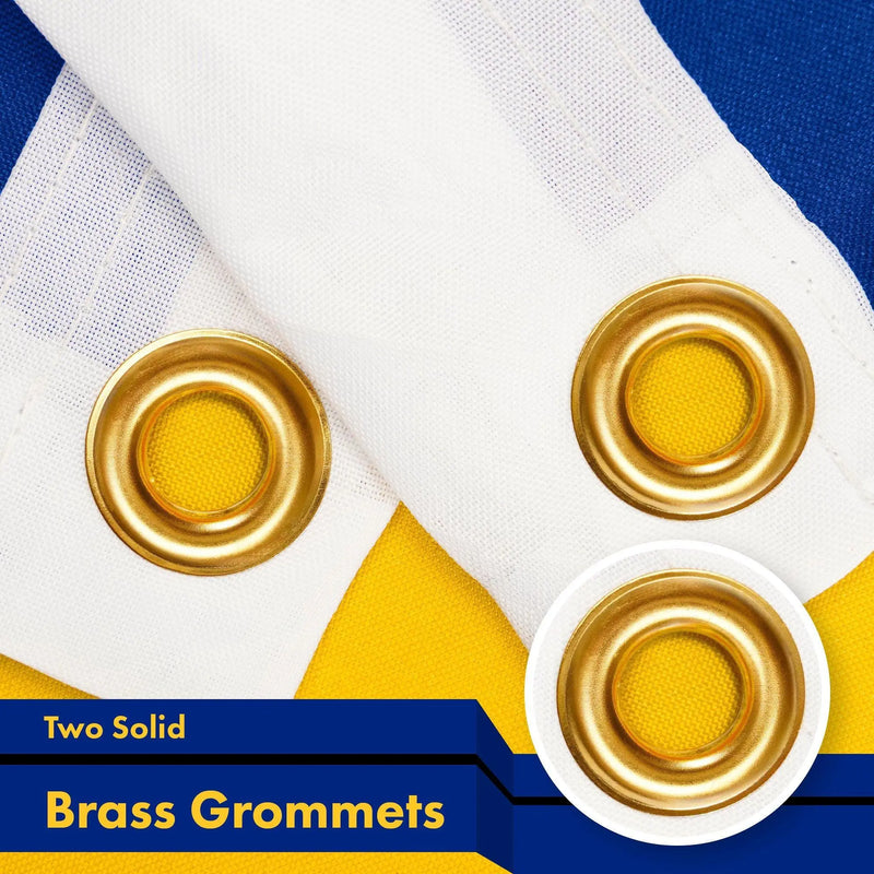 G128 Barbados Barbadian Flag | 3x5 Ft | LiteWeave Pro Series Printed 150D Polyester | Country Flag, Indoor/Outdoor, Vibrant Colors, Brass Grommets, Thicker and More Durable Than 100D 75D Polyester G128