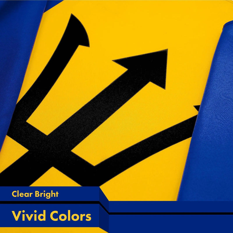 G128 Barbados Barbadian Flag | 3x5 Ft | LiteWeave Pro Series Printed 150D Polyester | Country Flag, Indoor/Outdoor, Vibrant Colors, Brass Grommets, Thicker and More Durable Than 100D 75D Polyester G128