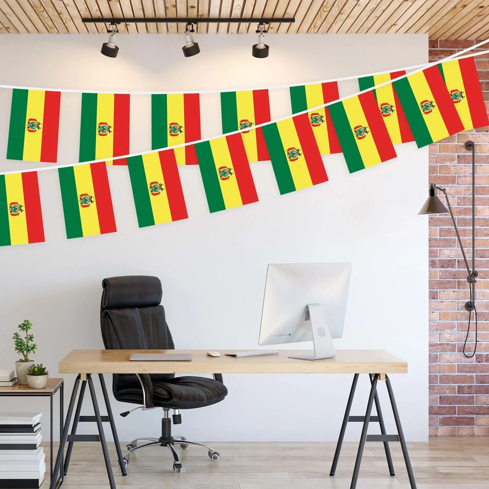 G128 Bolivia Bolivian Bunting Banner | Flag 8.2 x 5.5 Inch, Full String 33 Feet | Printed 150D Polyester, Decorations For Bar, School, Festival Events Celebration G128