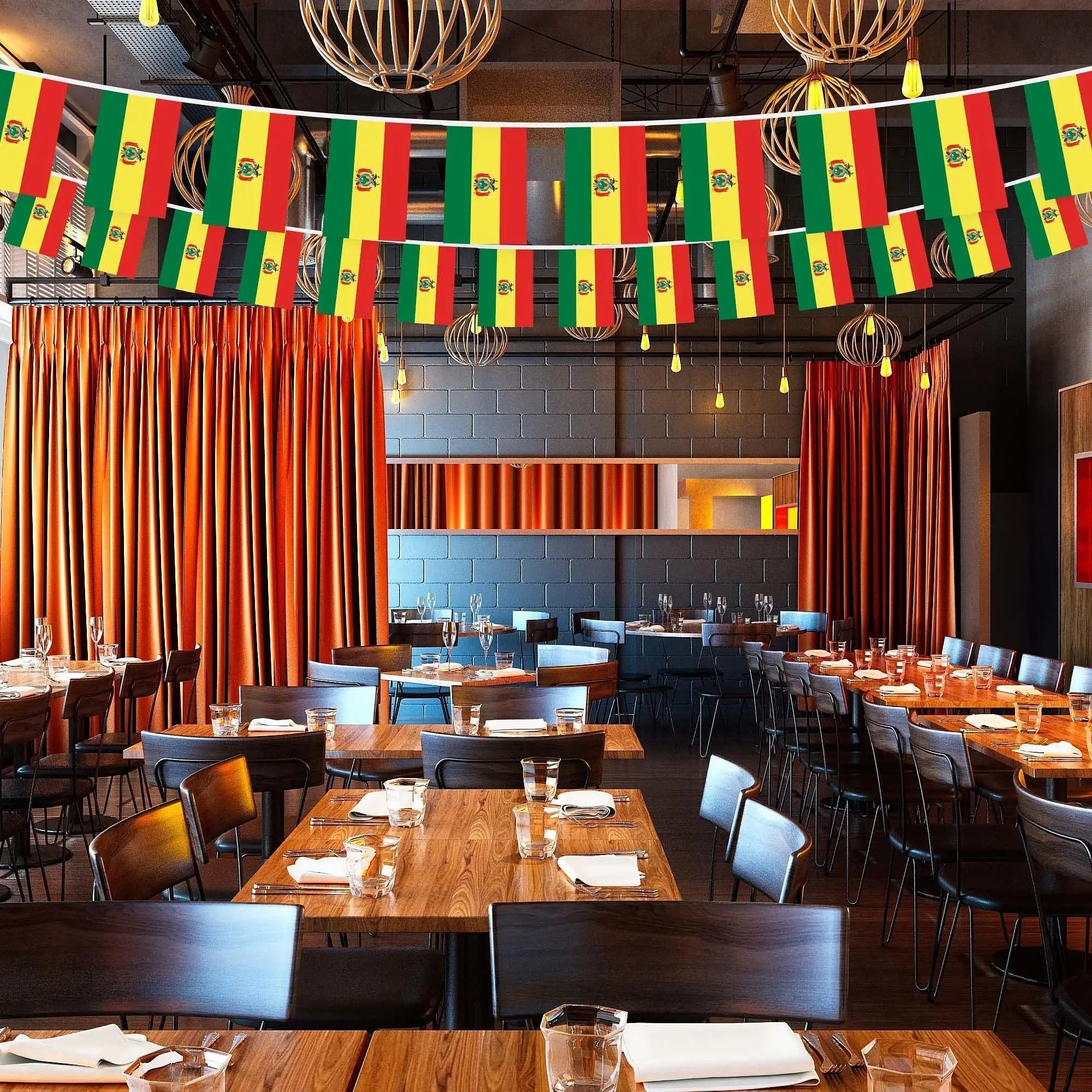 G128 Bolivia Bolivian Bunting Banner | Flag 8.2 x 5.5 Inch, Full String 33 Feet | Printed 150D Polyester, Decorations For Bar, School, Festival Events Celebration G128