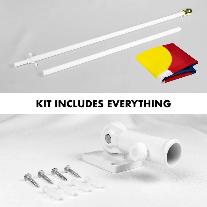 G128 Combo Pack: 5 Ft Tangle Free Aluminum Spinning Flagpole (White) & Colorado CO State Flag 2x3 Ft, ToughWeave Series Embroidered 300D Polyester | Pole with Flag Included G128