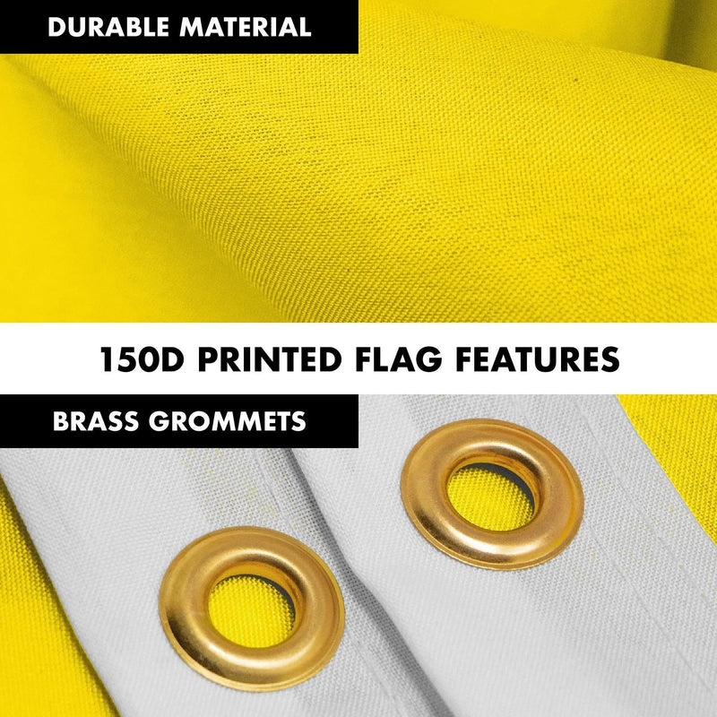 G128 Combo Pack: 5 Ft Tangle Free Aluminum Spinning Flagpole (White) & Solid Yellow Color Flag 2x3 Ft, LiteWeave Pro Series Printed 150D Polyester | Pole with Flag Included G128