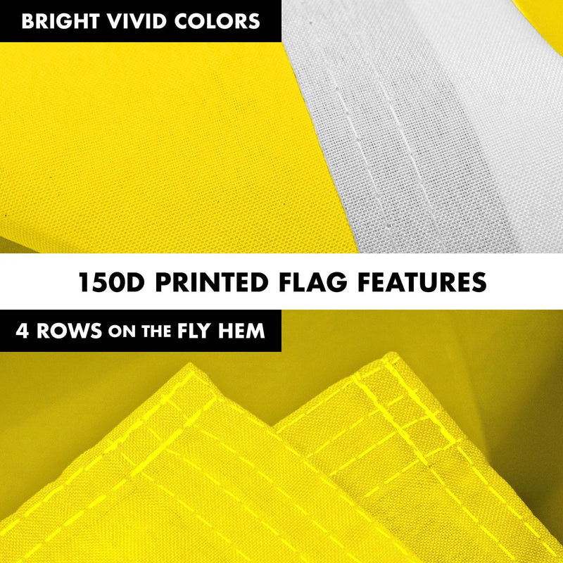G128 Combo Pack: 5 Ft Tangle Free Aluminum Spinning Flagpole (White) & Solid Yellow Color Flag 2x3 Ft, LiteWeave Pro Series Printed 150D Polyester | Pole with Flag Included G128
