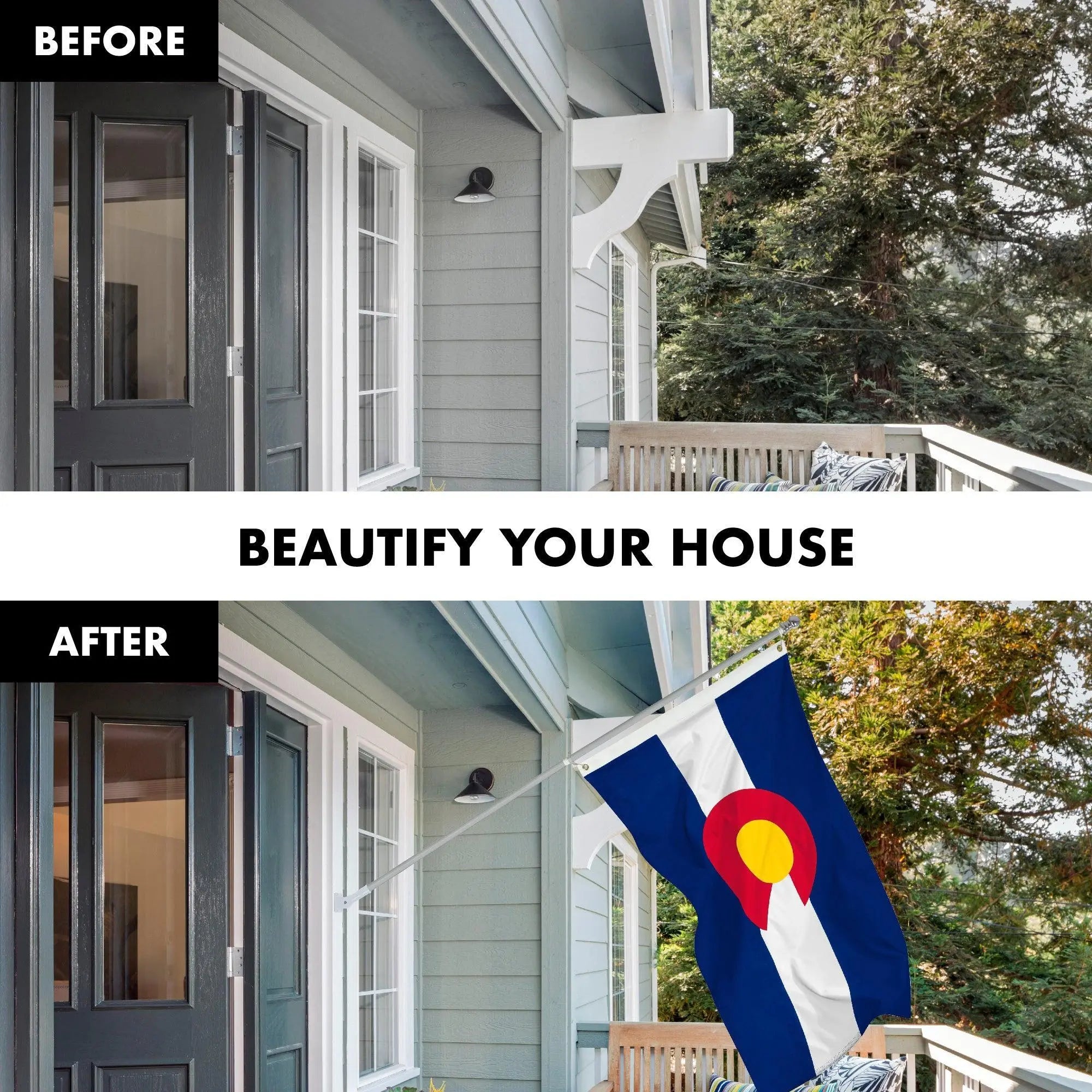 G128 Combo Pack: 6 Feet Tangle Free Spinning Flagpole (Silver) Colorado CO State Flag 3x5 ft Printed 150D Brass Grommets (Flag Included) Aluminum Flag Pole G128