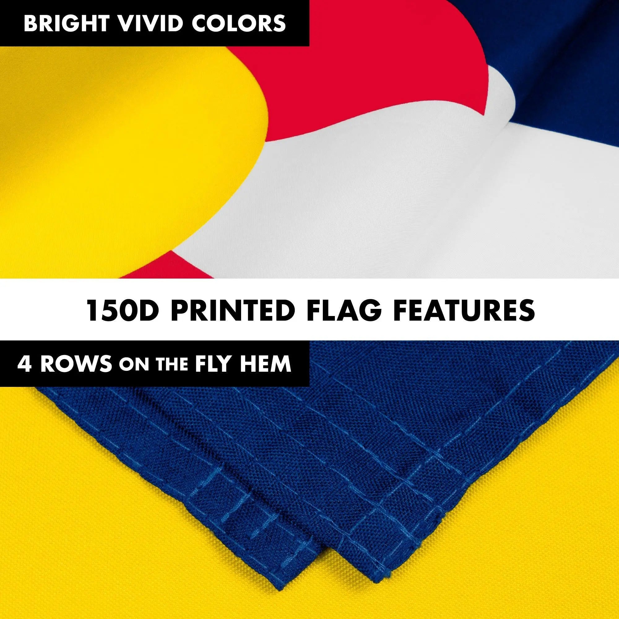 G128 Combo Pack: 6 Feet Tangle Free Spinning Flagpole (Silver) Colorado CO State Flag 3x5 ft Printed 150D Brass Grommets (Flag Included) Aluminum Flag Pole G128