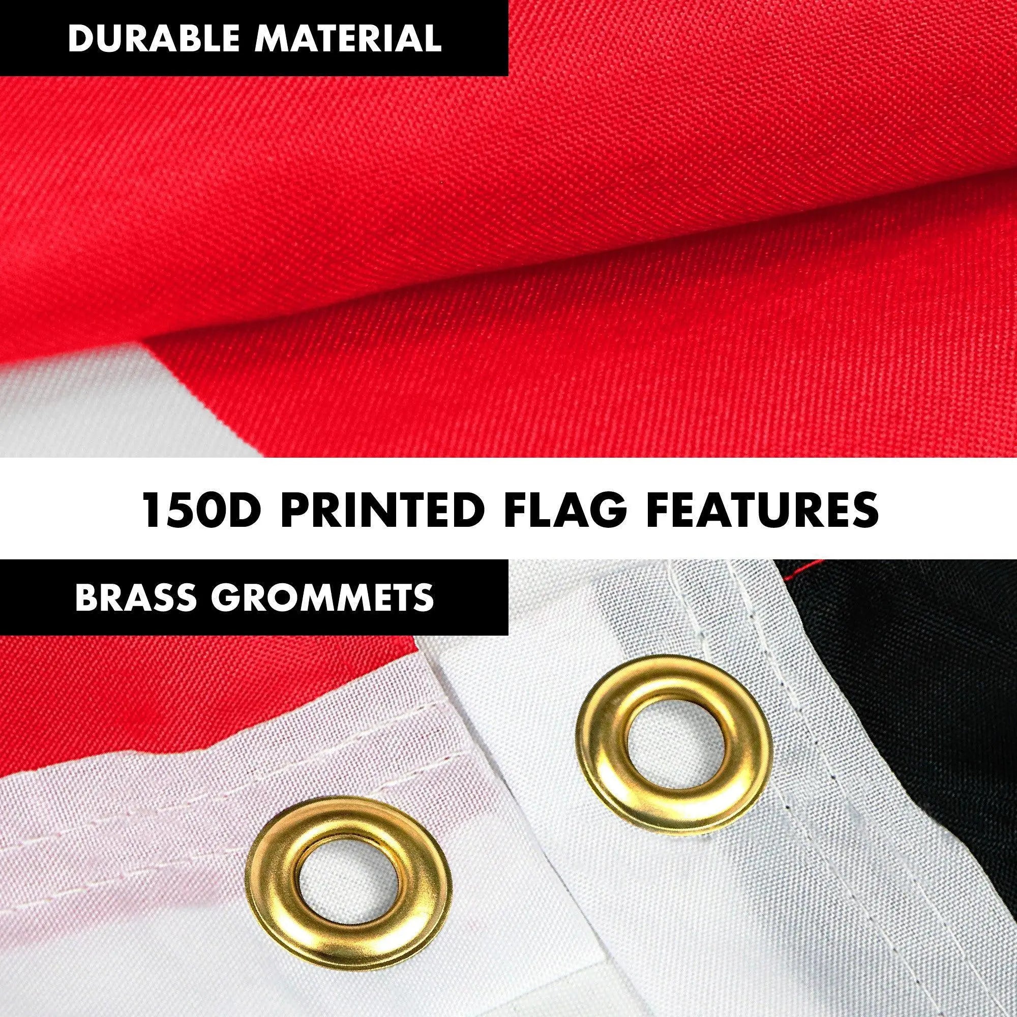 G128 Combo Pack: 6 Feet Tangle Free Spinning Flagpole (Silver) Egypt Egyptian Flag 3x5 ft Printed 150D Brass Grommets (Flag Included) Aluminum Flag Pole G128