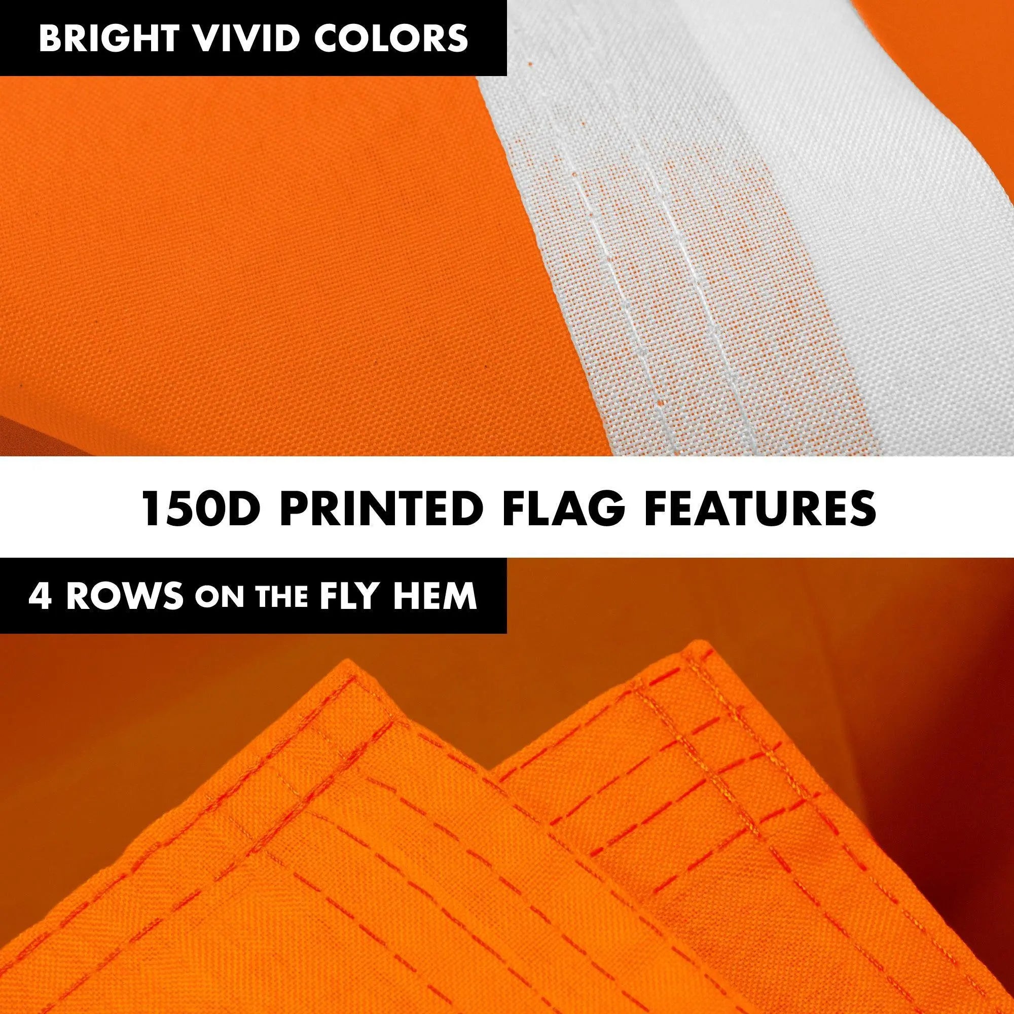 G128 Combo Pack: 6 Feet Tangle Free Spinning Flagpole (Silver) Solid Orange Flag 3x5 ft Printed 150D Brass Grommets (Flag Included) Aluminum Flag Pole G128