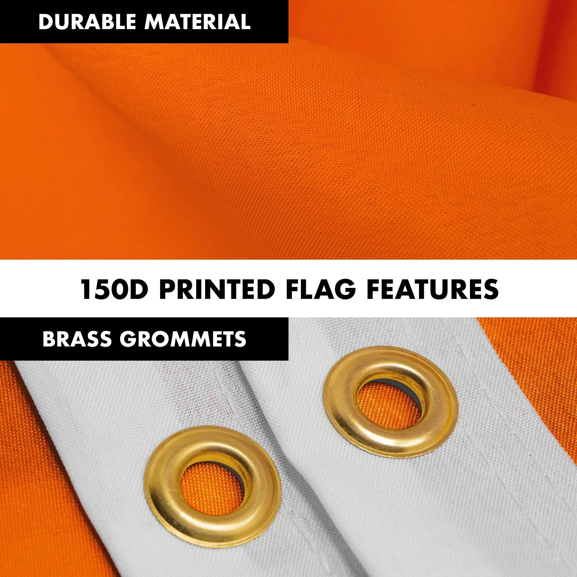 G128 Combo Pack: 6 Feet Tangle Free Spinning Flagpole (Silver) Solid Orange Flag 3x5 ft Printed 150D Brass Grommets (Flag Included) Aluminum Flag Pole G128
