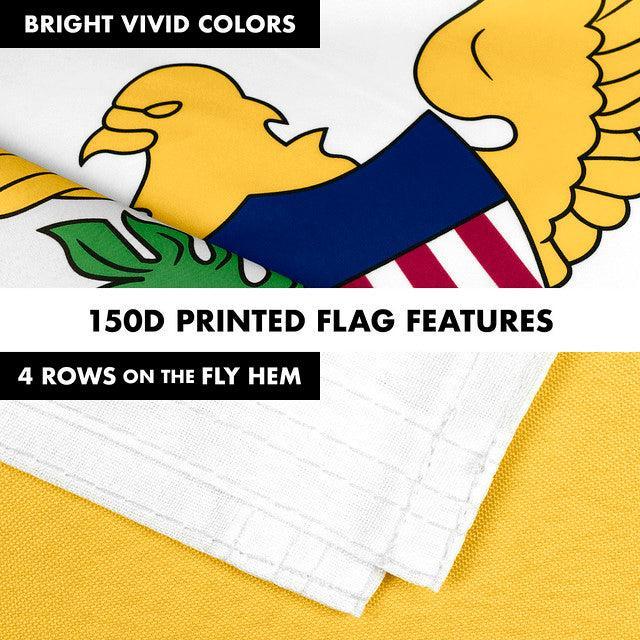 G128 Combo Pack: 6 Feet Tangle Free Spinning Flagpole (Silver) US Virgin Islands Virgin Islands Flag 3x5 ft Printed 150D Brass Grommets (Flag Included) Aluminum Flag Pole G128