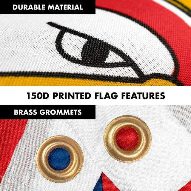 G128 Combo Pack: 6 Feet Tangle Free Spinning Flagpole (White) Serbia Serbian Flag 3x5 ft Printed 150D Brass Grommets (Flag Included) Aluminum Flag Pole G128