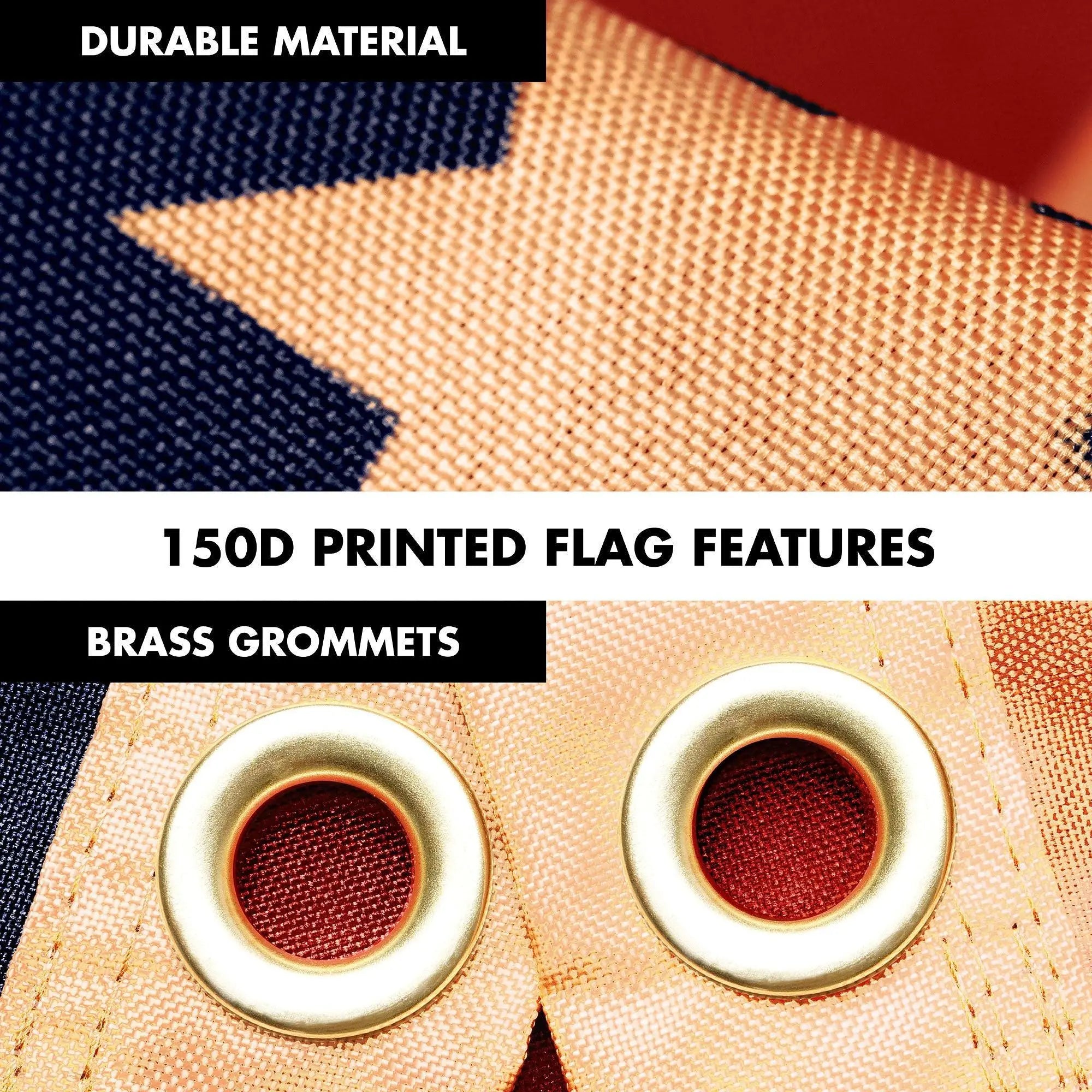 G128 Combo Pack: 6 Ft Tangle Free Aluminum Spinning Flagpole (Black) & Bennington 76 Tea-Stained Flag 3x5 Ft, LiteWeave Pro Series Printed 300D Polyester | Pole with Flag Included G128