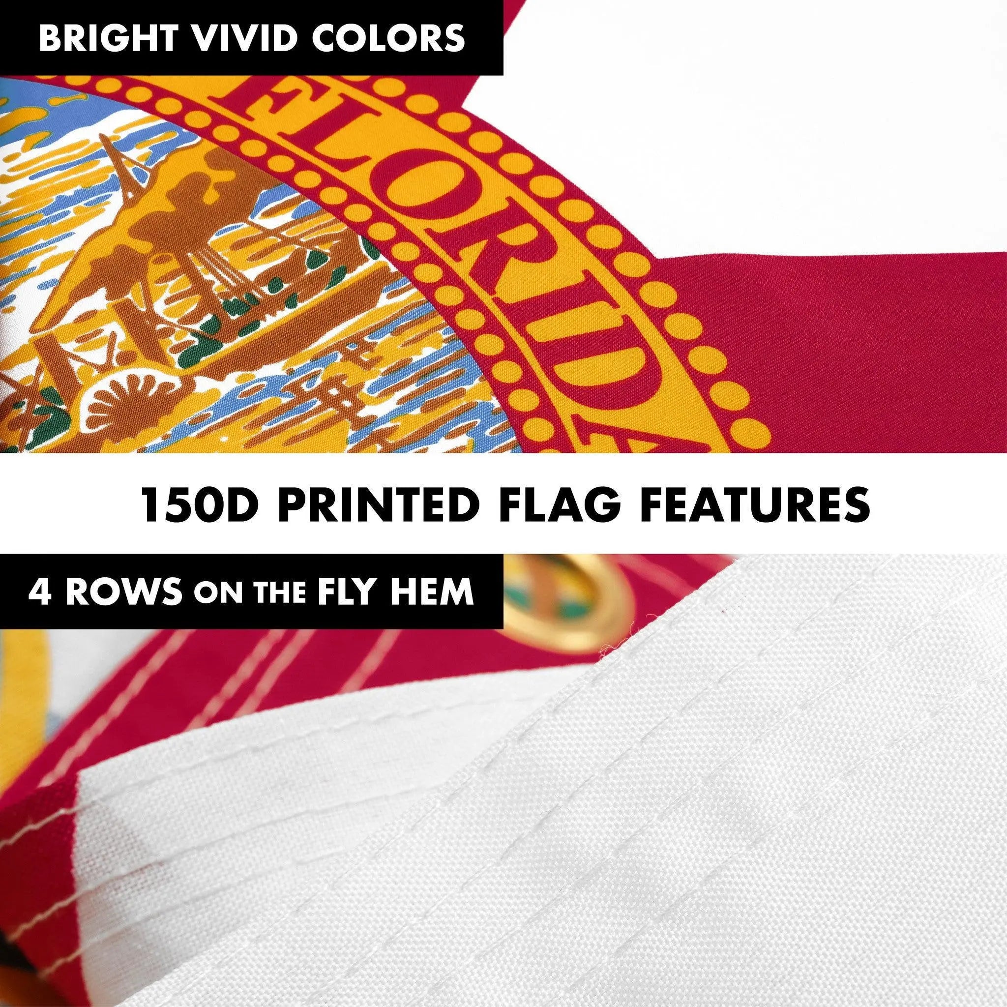 G128 Combo Pack: 6 Ft Tangle Free Aluminum Spinning Flagpole (Black) & Florida FL State Flag 3x5 Ft, LiteWeave Pro Series Printed 150D Polyester, 4 Corner Brass Grommets | Pole with Flag Included G128