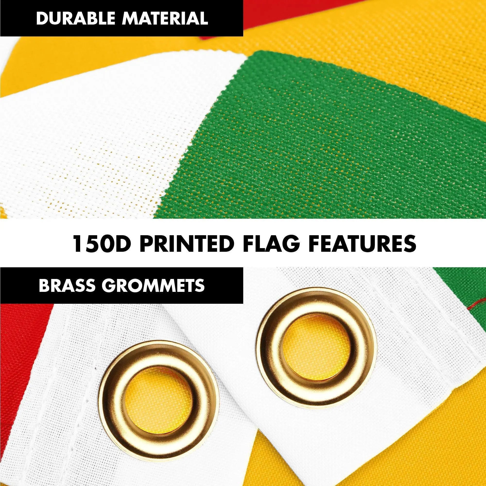 G128 Combo Pack: 6 Ft Tangle Free Aluminum Spinning Flagpole (Black) & Kurdistan Region Flag 3x5 Ft, LiteWeave Pro Series Printed 150D Polyester | Pole with Flag Included G128