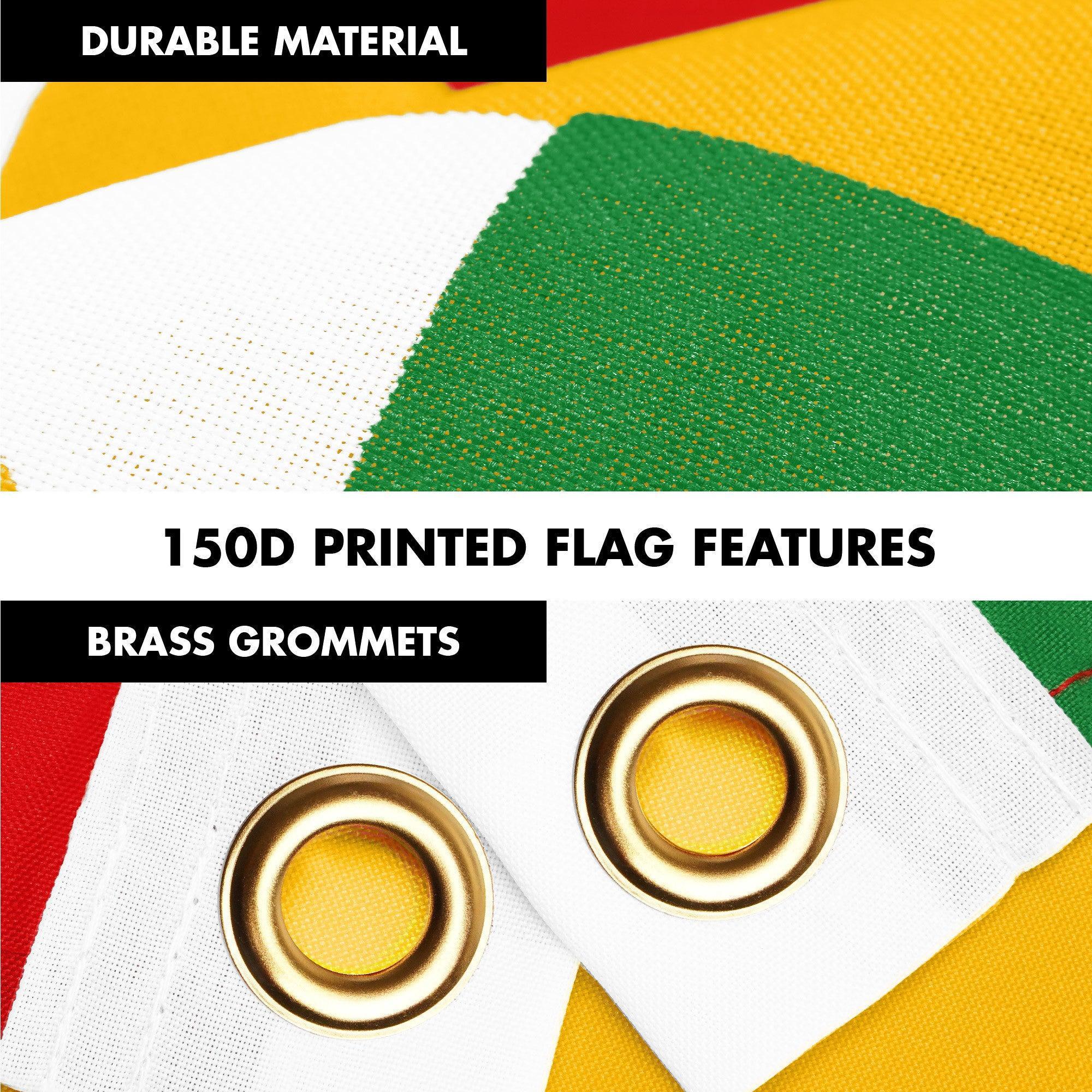 G128 Combo Pack: 6 Ft Tangle Free Aluminum Spinning Flagpole (Black) & Kurdistan Region Flag 3x5 Ft, LiteWeave Pro Series Printed 150D Polyester | Pole with Flag Included G128