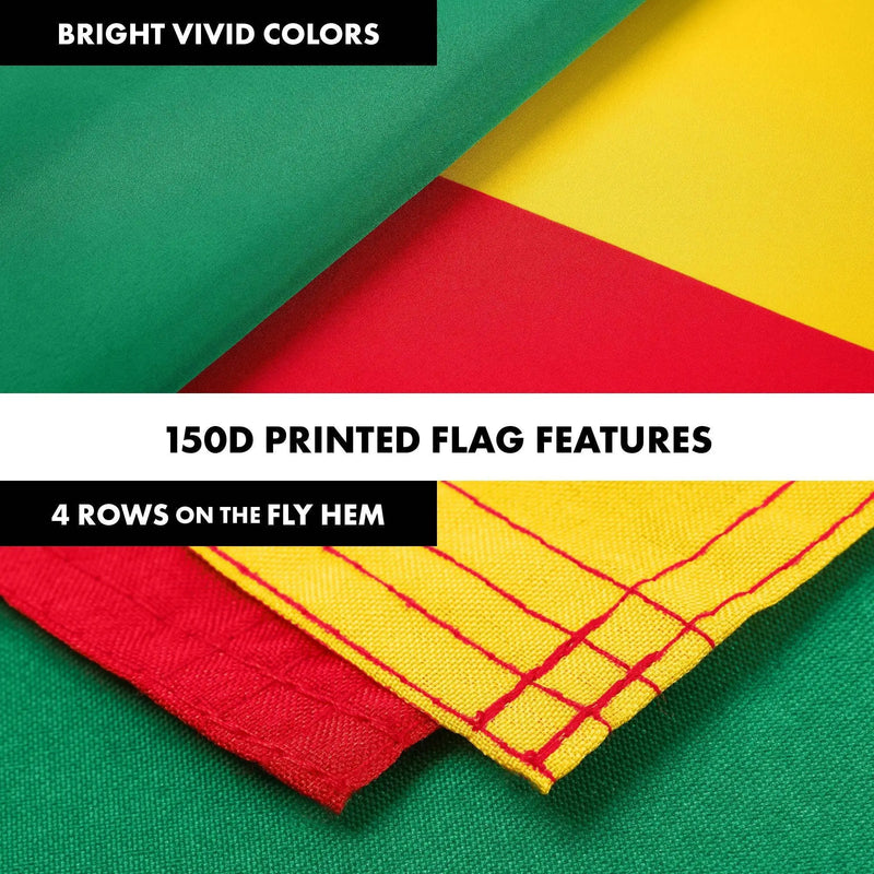G128 Combo Pack: 6 Ft Tangle Free Aluminum Spinning Flagpole (Silver) & Benin Beninese Flag 3x5 Ft, LiteWeave Pro Series Printed 150D Polyester | Pole with Flag Included G128