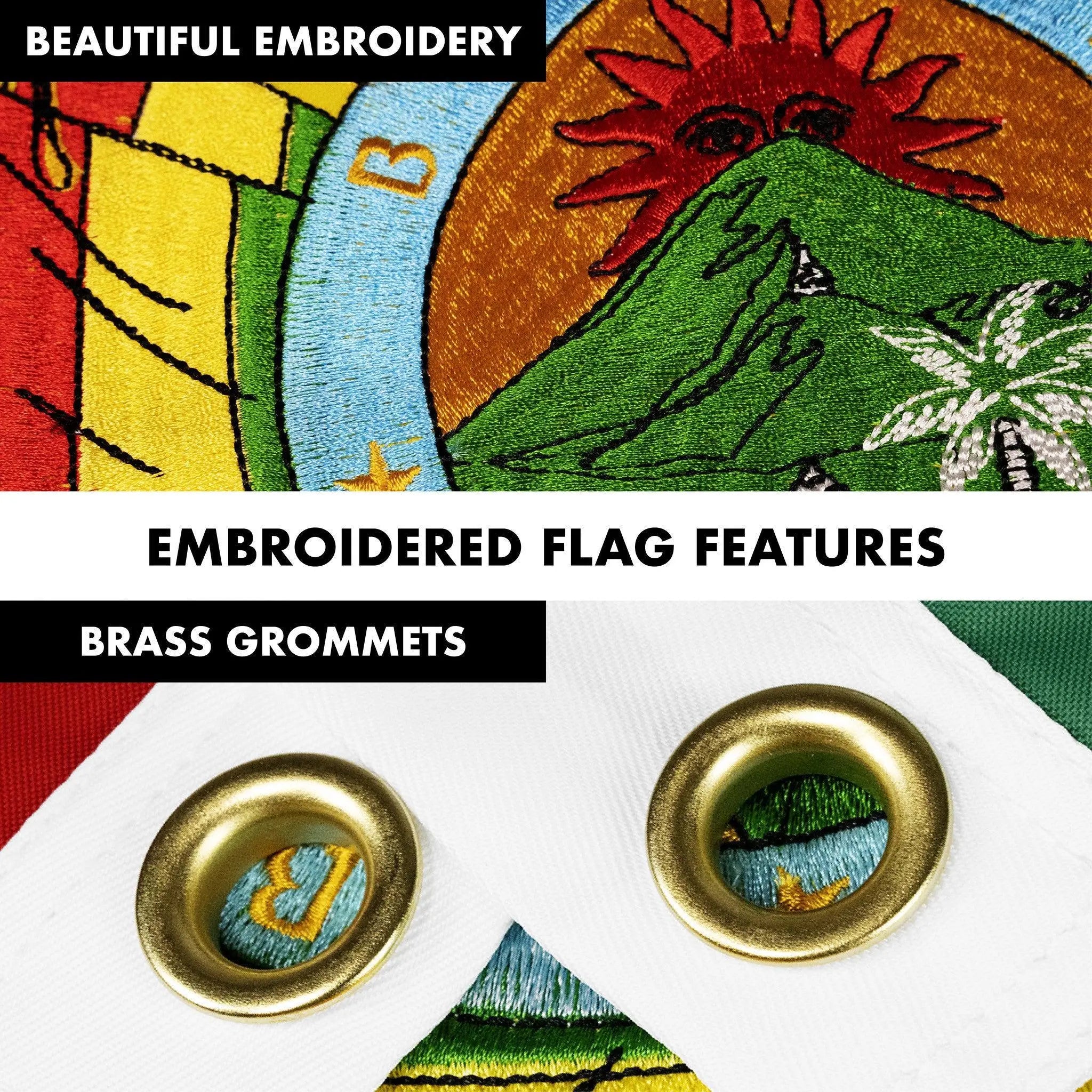 G128 Combo Pack: 6 Ft Tangle Free Aluminum Spinning Flagpole (Silver) & Bolivia Flag 3x5 Ft, Double ToughWeave Series Double Sided Embroidered 210D Polyester | Pole with Flag Included G128