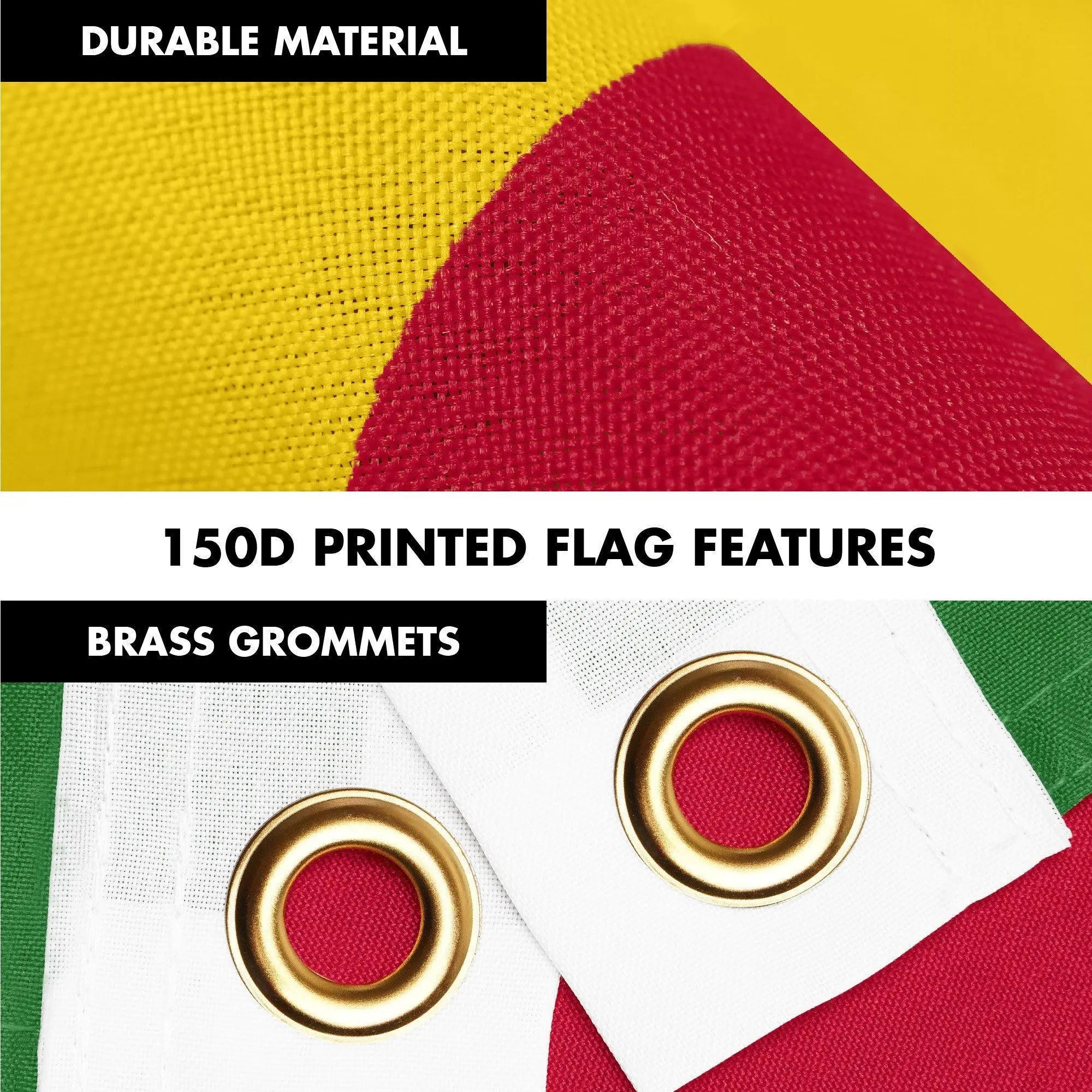 G128 Combo Pack: 6 Ft Tangle Free Aluminum Spinning Flagpole (Silver) & Suriname Surinamese Flag 3x5 Ft, LiteWeave Pro Series Printed 150D Polyester | Pole with Flag Included G128