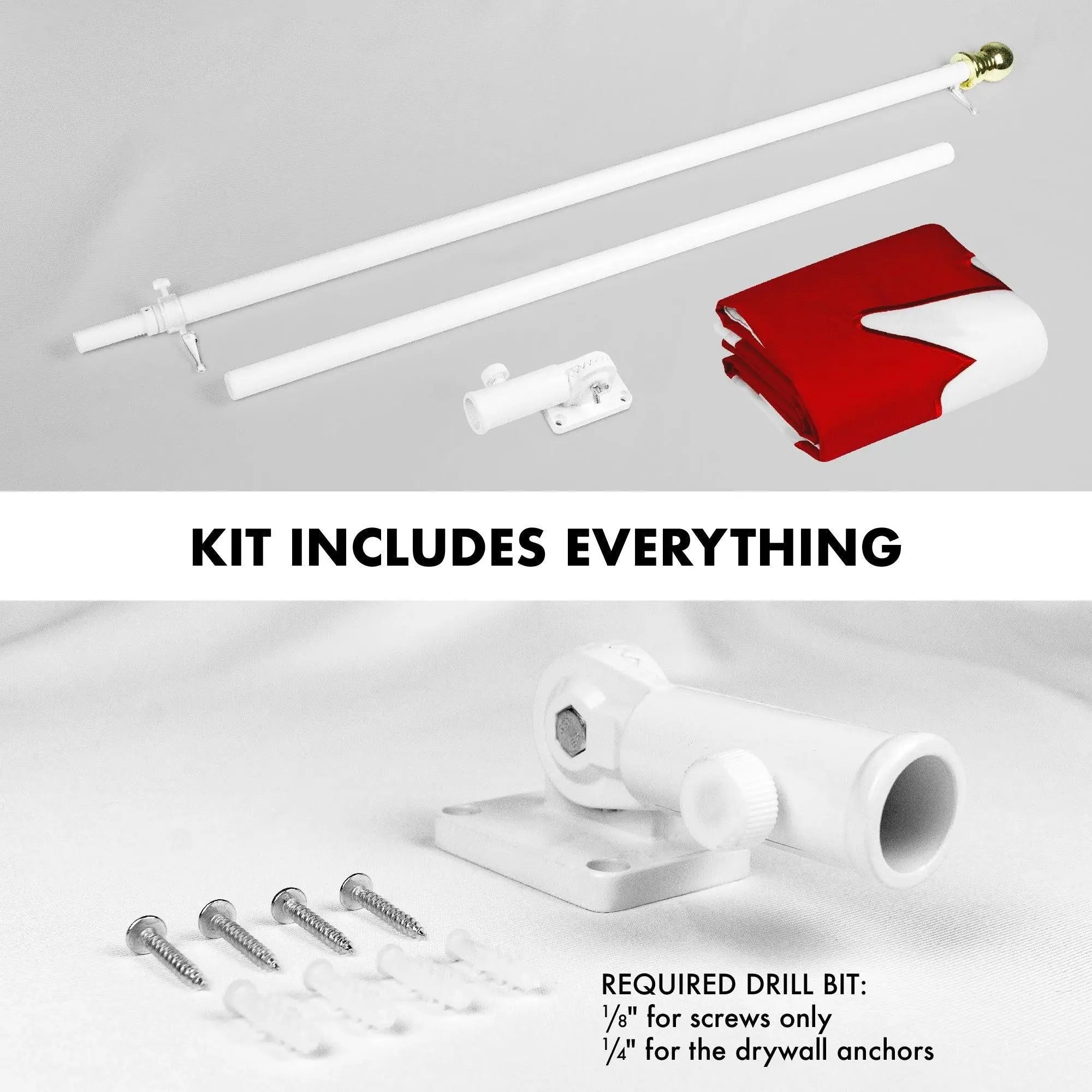 G128 Combo Pack: 6 Ft Tangle Free Aluminum Spinning Flagpole (White) & Canada Canadian Flag 3x6 Ft, Double ToughWeave Series Double Sided Embroidered 210D Polyester | Pole with Flag Included G128