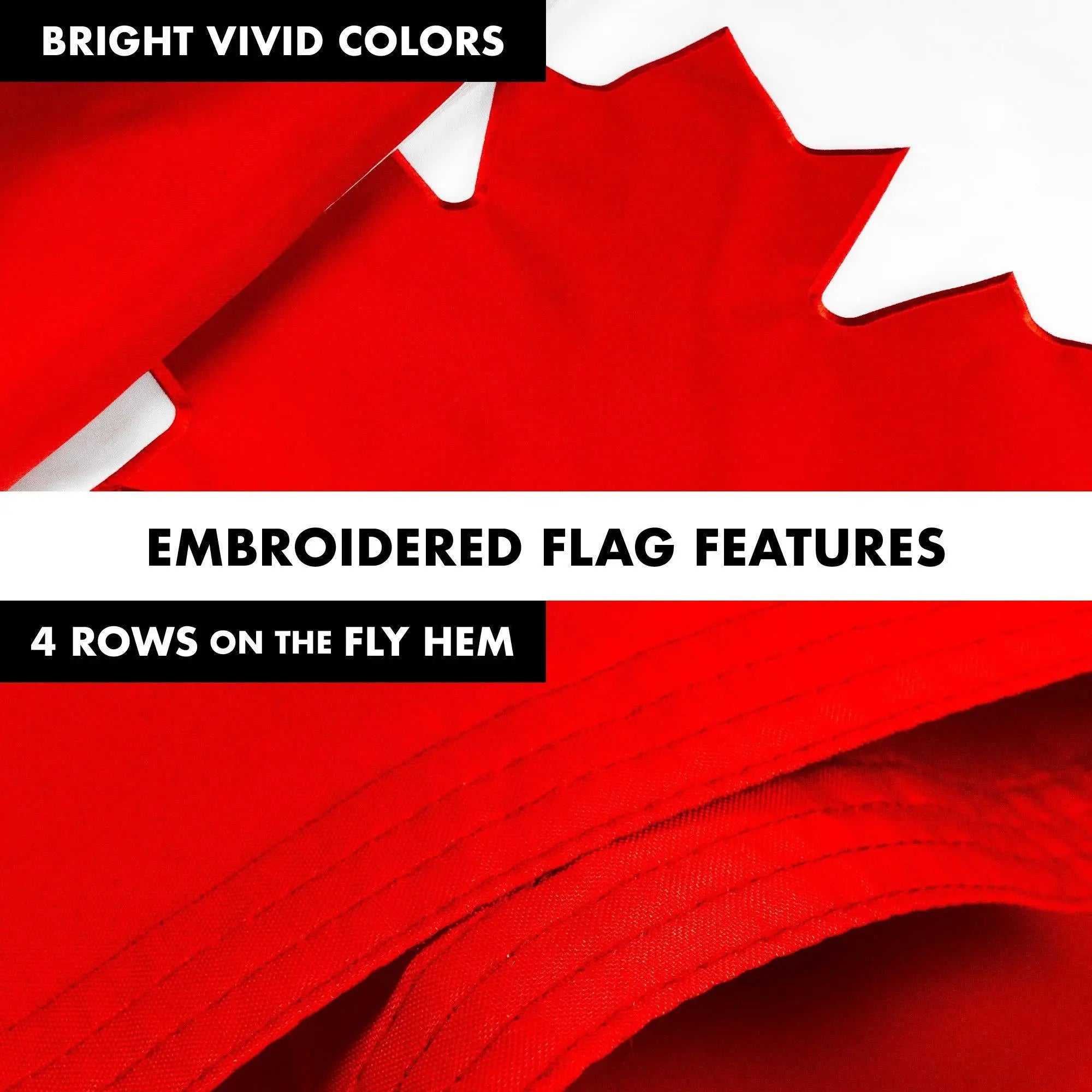 G128 Combo Pack: 6 Ft Tangle Free Aluminum Spinning Flagpole (White) & Canada Canadian Flag 3x6 Ft, Double ToughWeave Series Double Sided Embroidered 210D Polyester | Pole with Flag Included G128