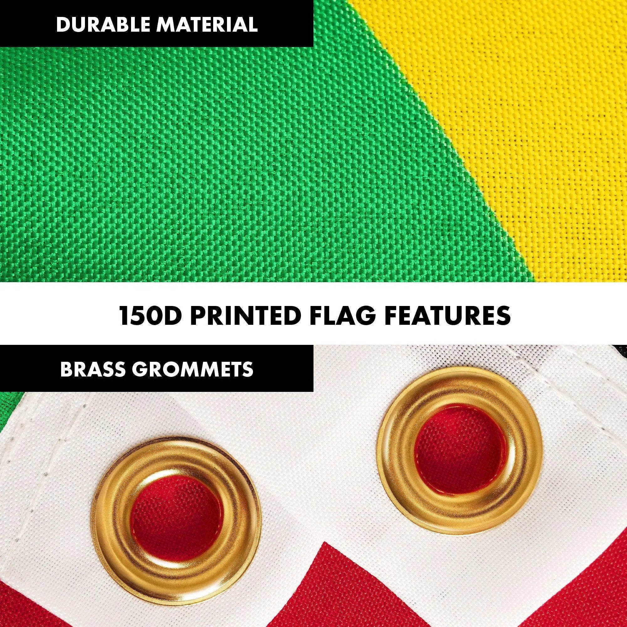 G128 Combo Pack: 6 Ft Tangle Free Aluminum Spinning Flagpole (White) & Saint Kitts and Nevis Flag 3x5 Ft, LiteWeave Pro Series Printed 150D Polyester | Pole with Flag Included G128