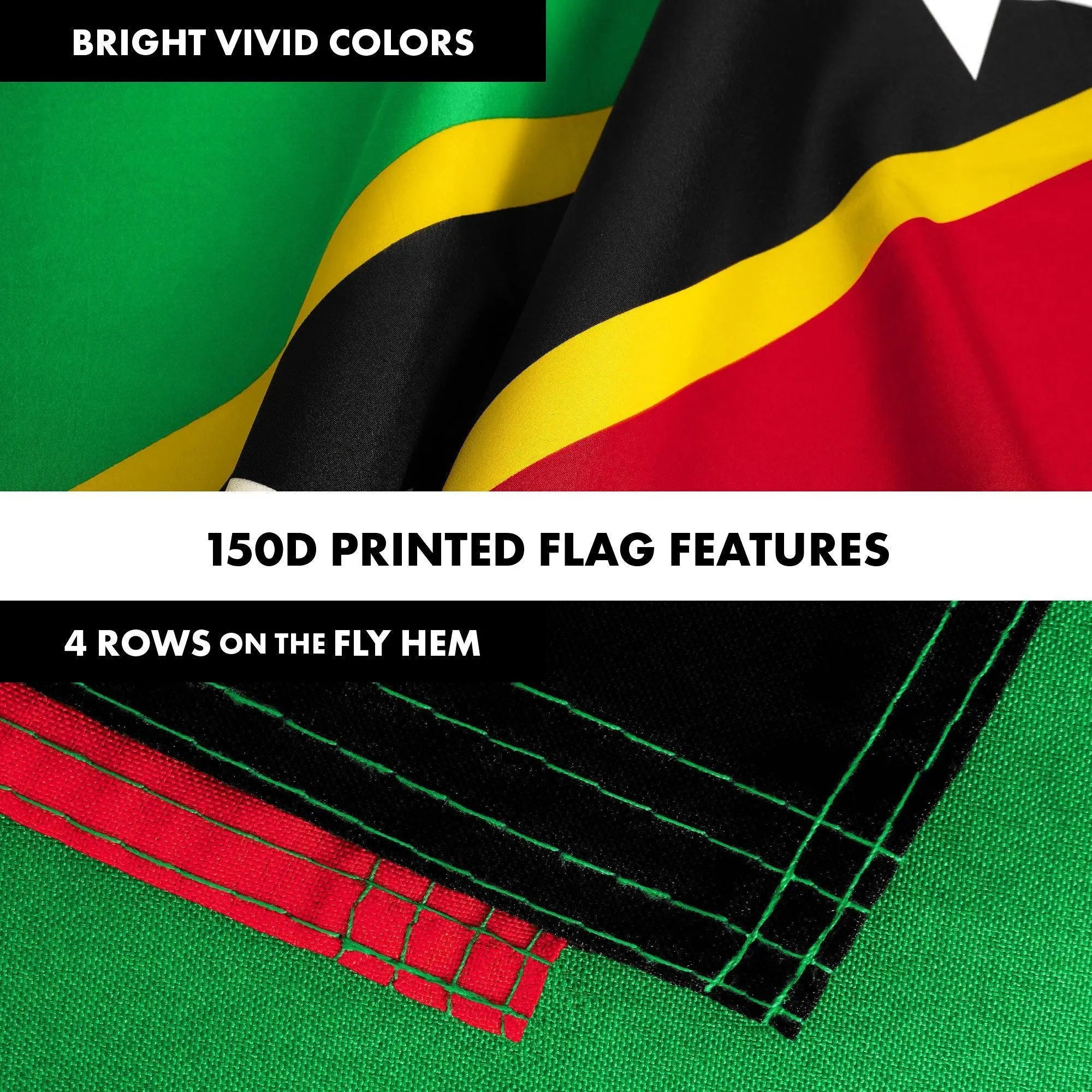 G128 Combo Pack: 6 Ft Tangle Free Aluminum Spinning Flagpole (White) & Saint Kitts and Nevis Flag 3x5 Ft, LiteWeave Pro Series Printed 150D Polyester | Pole with Flag Included G128