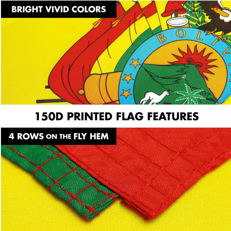 G128 Combo Pack: 6 Ft Tangle Free Spinning Flagpole (Black) & Bolivia Flag 3x5 Ft Printed 150D Polyester, Brass Grommets (Flag Included) Aluminum Flag Pole G128