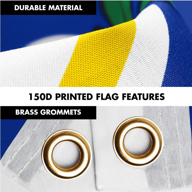 G128 Combo Pack: 6 Ft Tangle Free Spinning Flagpole (Black) & Connecticut Flag 3x5 Ft Printed 150D Polyester, Brass Grommets (Flag Included) Aluminum Flag Pole - GreatEagleInc
