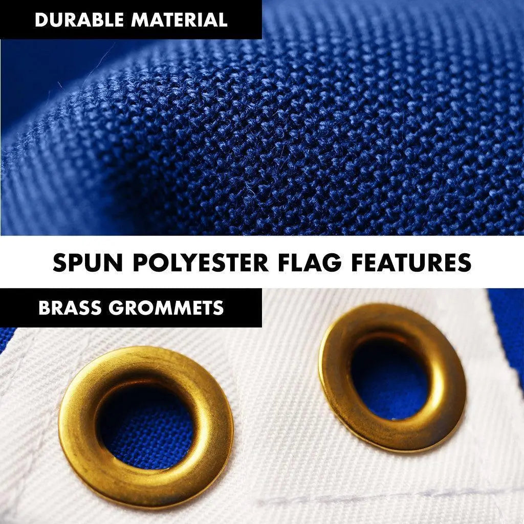 G128 Combo Pack: 6 Ft Tangle Free Spinning Flagpole (Silver) & Indiana Flag 3x5 Ft Embroidered 220GSM Spun Polyester, Brass Grommets (Flag Included) Aluminum Flag Pole G128