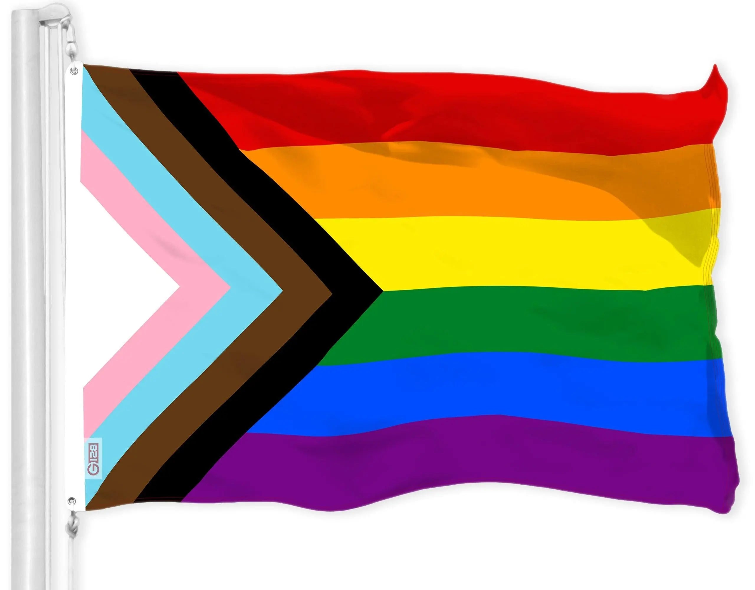 G128 Combo Pack: American USA Flag 3x5 Ft & LGBT Progress Rainbow Pride Flag 3x5 Ft | Both LiteWeave Pro Series Printed 150D Polyester, Brass Grommets G128