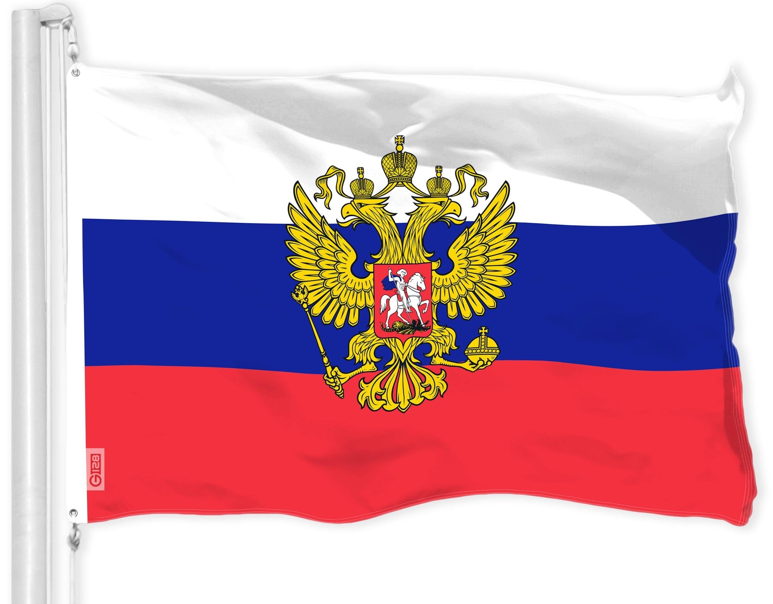 G128 Combo Pack: American USA Flag 3x5 Ft & Russia Russian Ensign Flag 3x5 Ft | Both LiteWeave Pro Series Printed 150D Polyester, Brass Grommets - GreatEagleInc