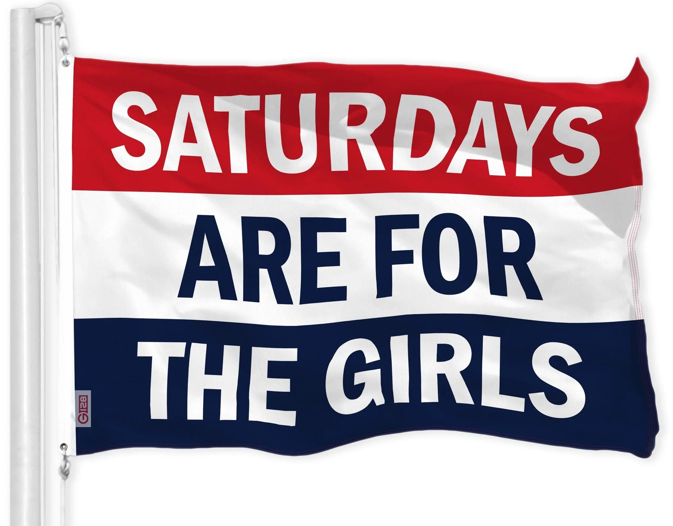 G128 Combo Pack: American USA Flag 3x5 Ft & Saturdays are for the Girls Flag 3x5 Ft | Both LiteWeave Pro Series Printed 150D Polyester, Brass Grommets G128