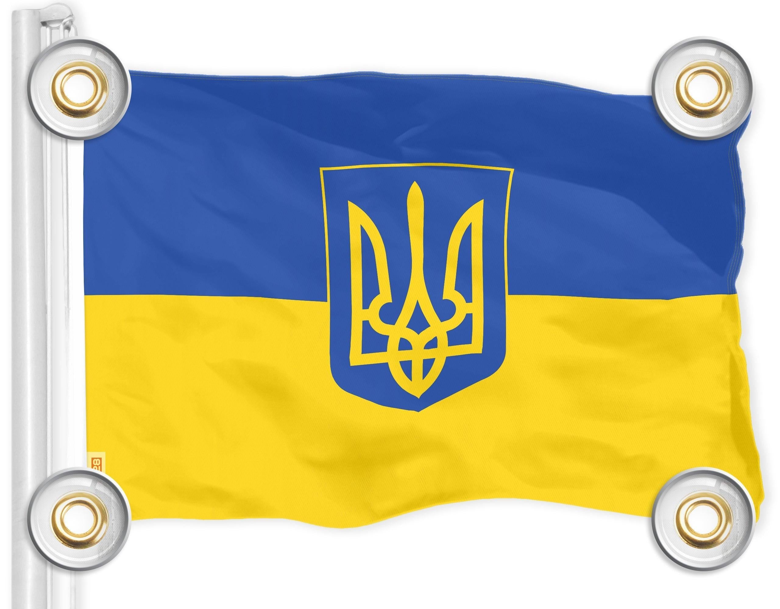 G128 Combo Pack: American USA Flag 3x5 Ft & Ukraine Ukrainian Coat of Arms Flag 3x5 Ft | Both LiteWeave Pro Series Printed 150D Polyester, 4 Corner Brass Grommets, Perfect For Balcony/Wall G128
