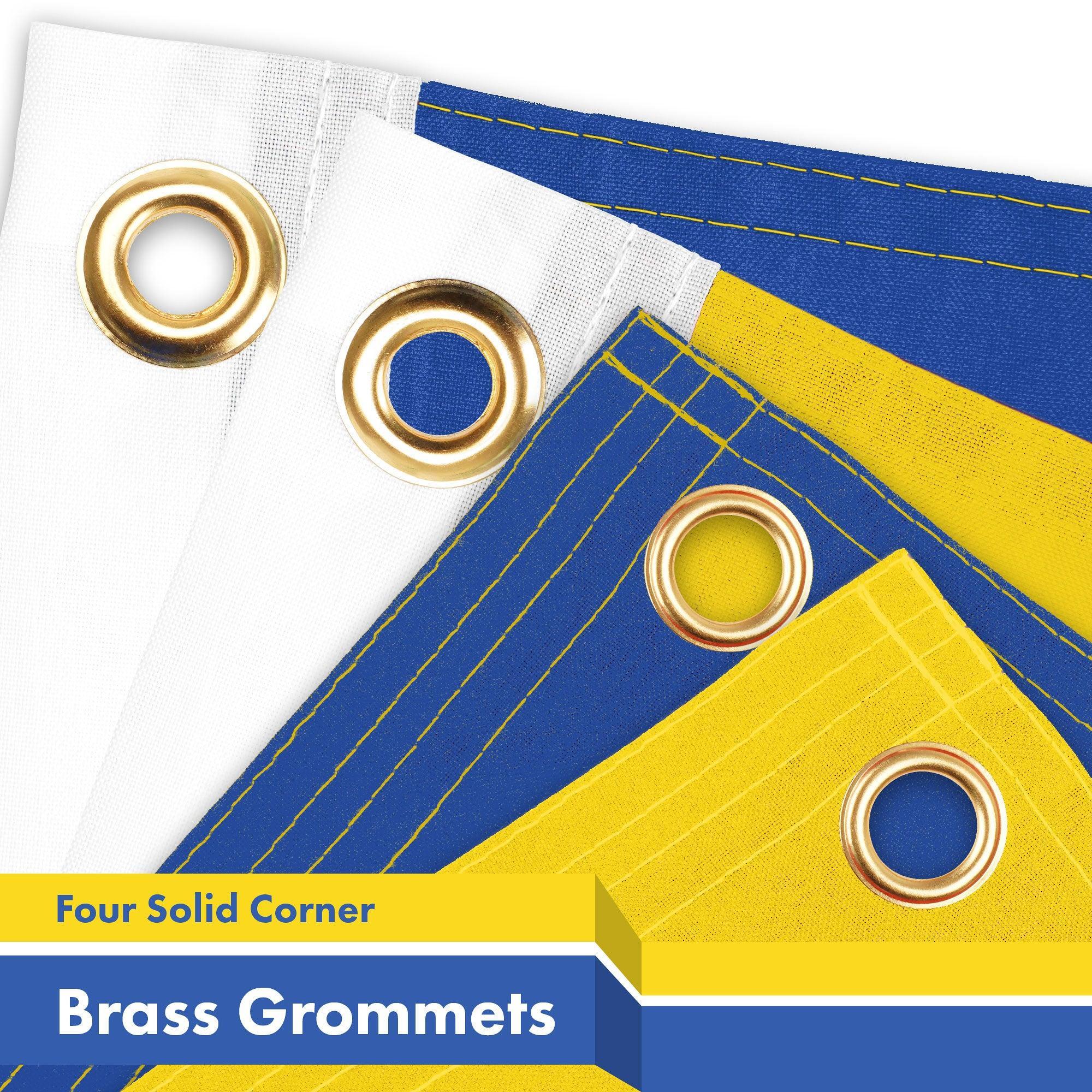 G128 Combo Pack: American USA Flag 3x5 Ft & Ukraine Ukrainian Coat of Arms Flag 3x5 Ft | Both LiteWeave Pro Series Printed 150D Polyester, 4 Corner Brass Grommets, Perfect For Balcony/Wall G128