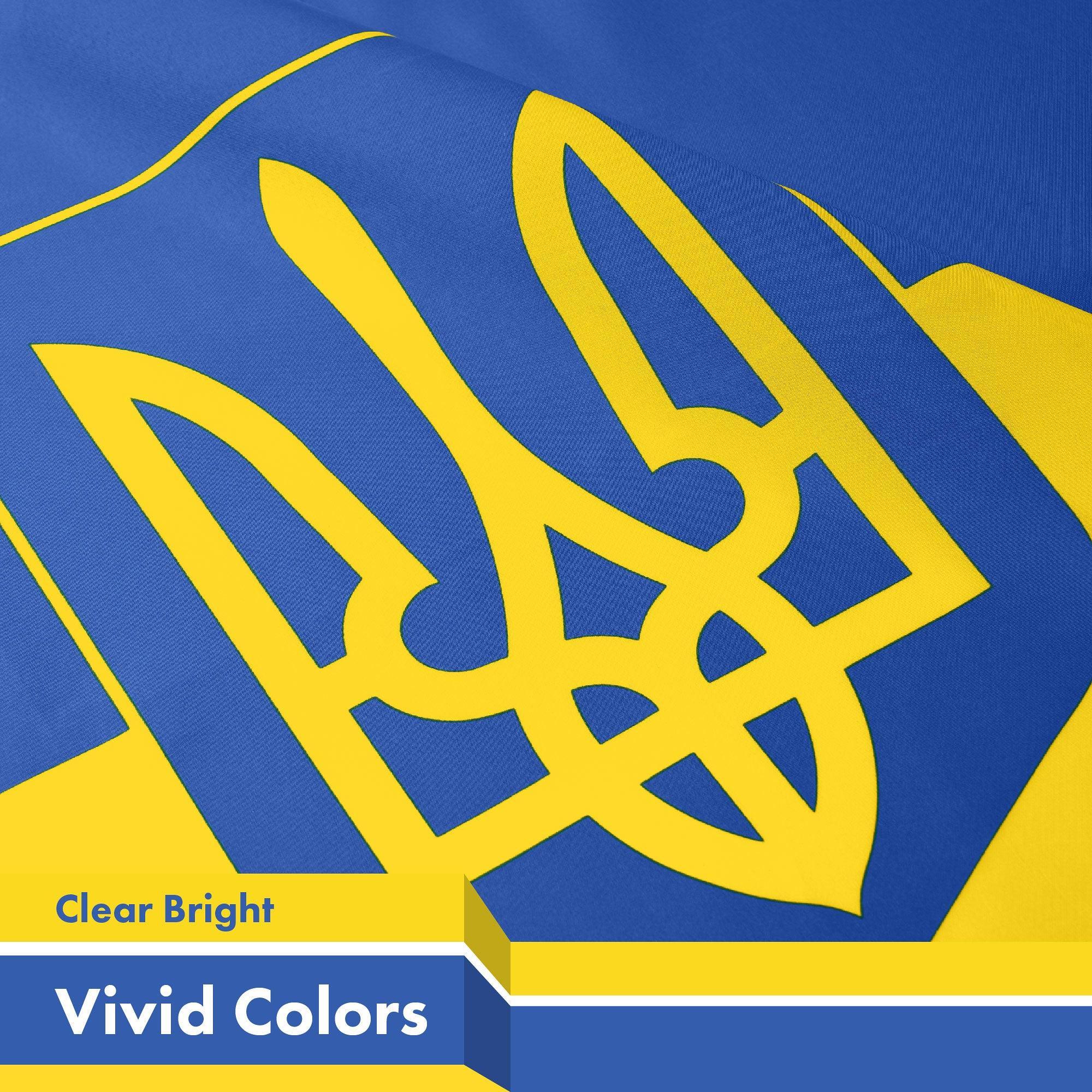 G128 Combo Pack: American USA Flag 3x5 Ft & Ukraine Ukrainian Coat of Arms Flag 3x5 Ft | Both LiteWeave Pro Series Printed 150D Polyester, 4 Corner Brass Grommets, Perfect For Balcony/Wall G128