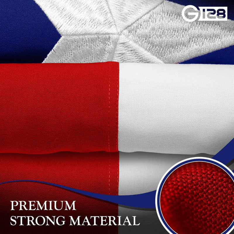 G128 Combo Pack: American USA Flag 8x12 Ft & Texas Flag 8x12 Ft, Both Embroidered SPUN Polyester, Indoor/Outdoor, Brass Grommets G128