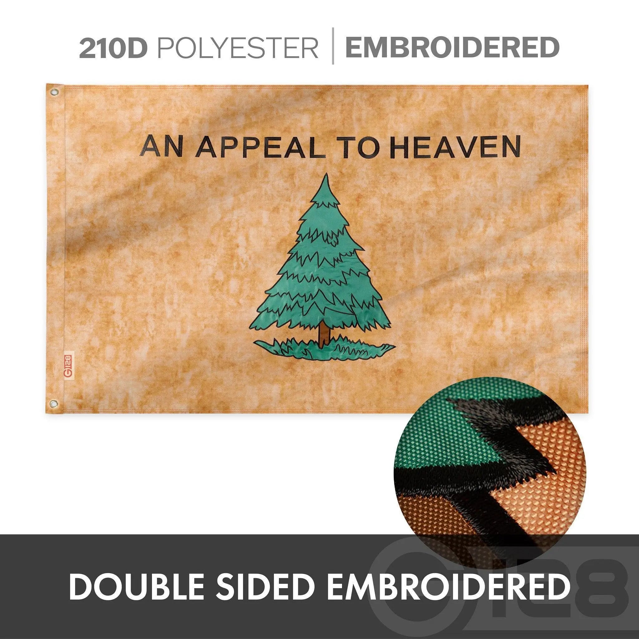 G128 Combo Pack: American USA Flag ToughWeave Series 3x5 Ft Single Sided & An Appeal to Heaven Tea-Stained Flag Double Sided 3x5 Ft Double ToughWeave Pro Series | Both Embroidered Poly, Brass Grommets G128