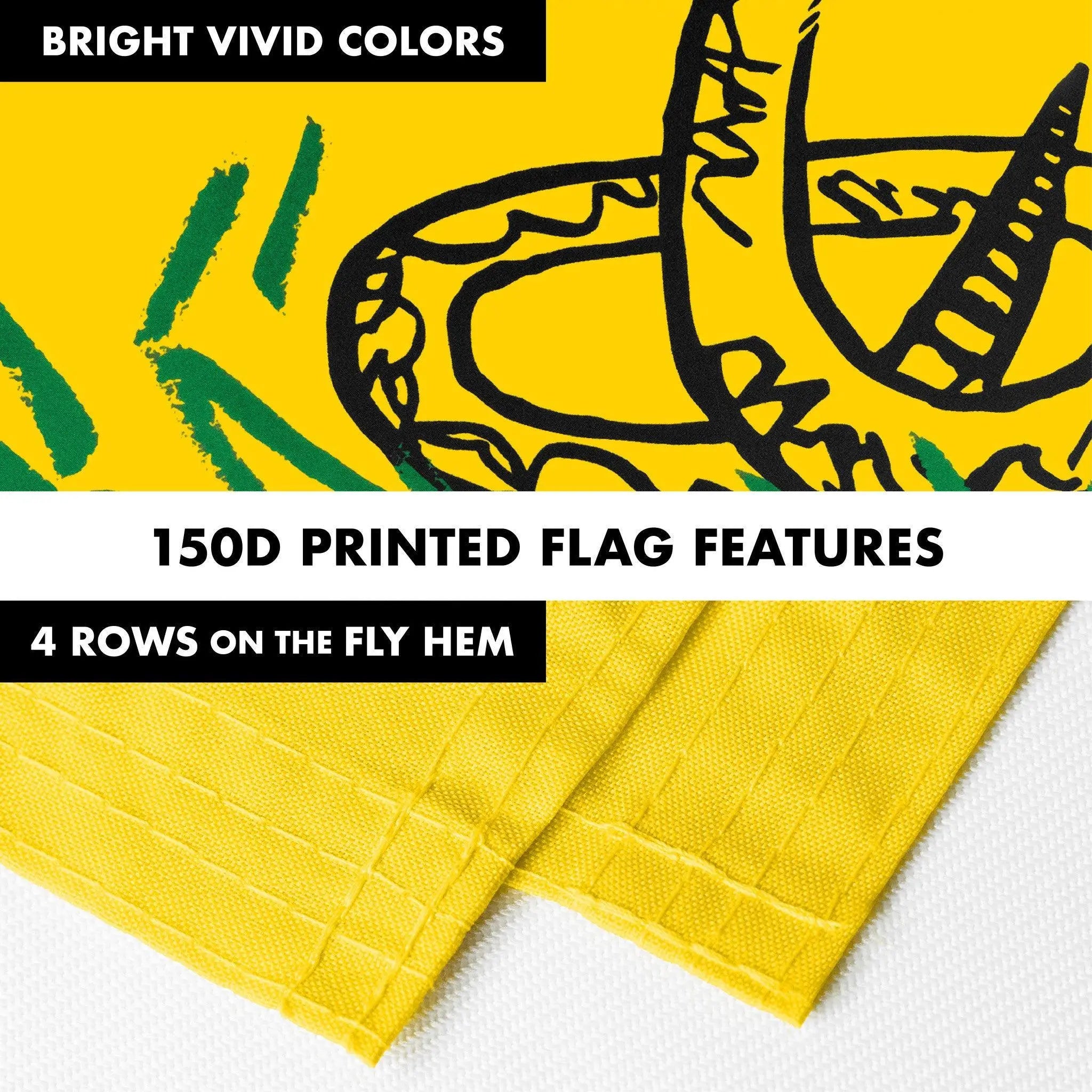 G128 Combo Pack: Flag Pole 6 FT Black Tangle Free & No Step On Snek Flag 3x5ft 150D Printed Polyester - GreatEagleInc