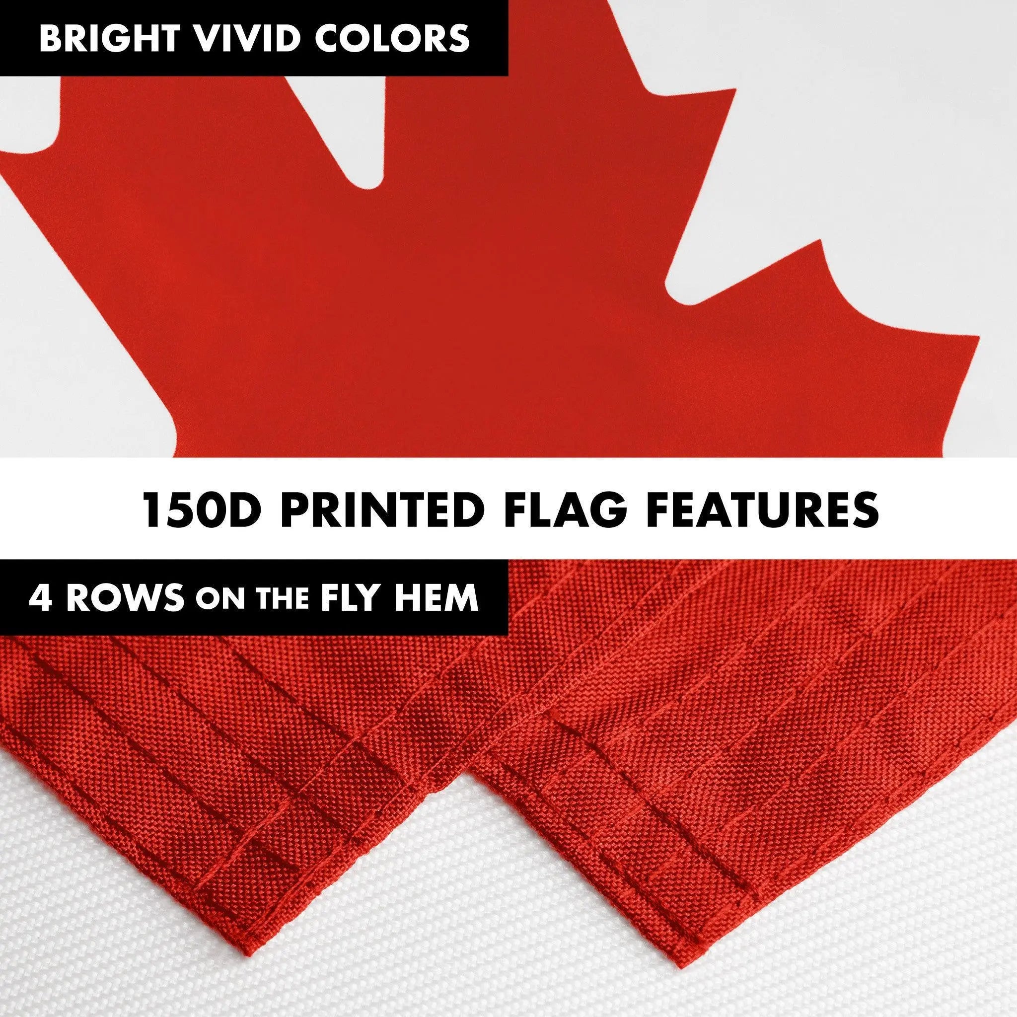 G128 Combo Pack: Flag Pole 6 FT Silver Tangle Free & Canada Canadian Flag 3x5ft 150D Printed Polyester G128
