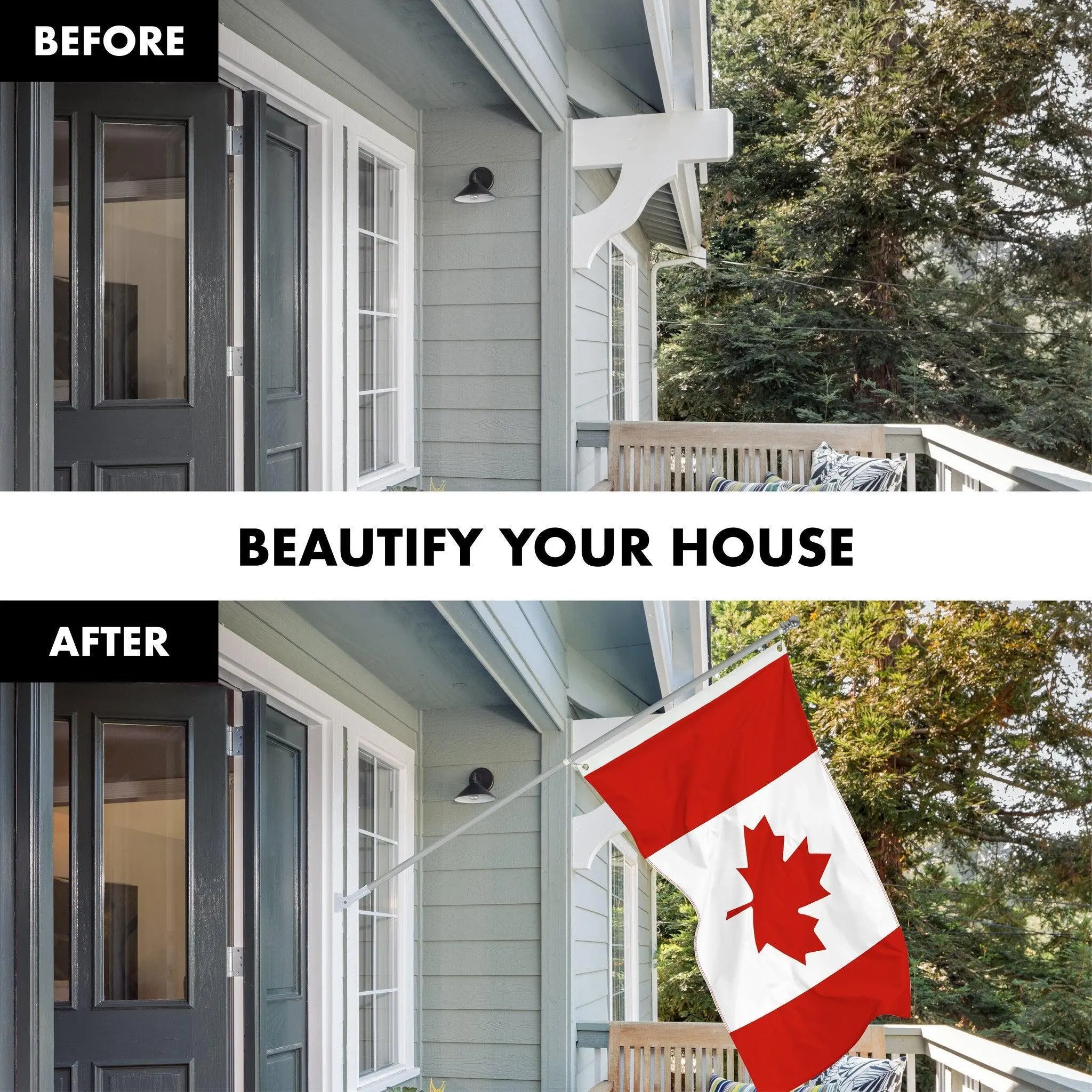 G128 Combo Pack: Flag Pole 6 FT Silver Tangle Free & Canada Canadian Flag 3x5ft 150D Printed Polyester G128