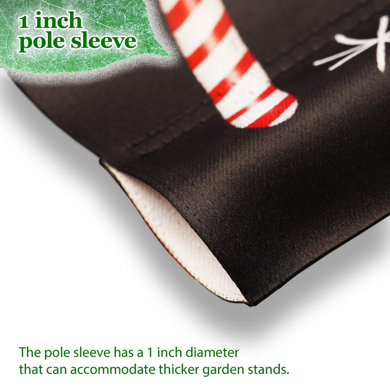 G128 Combo Pack: Garden Flag Stand Black 36 in x 16 in & Garden Flag Christmas Decoration Joyful Santa 12"x18" Double-Sided Blockout Fabric G128