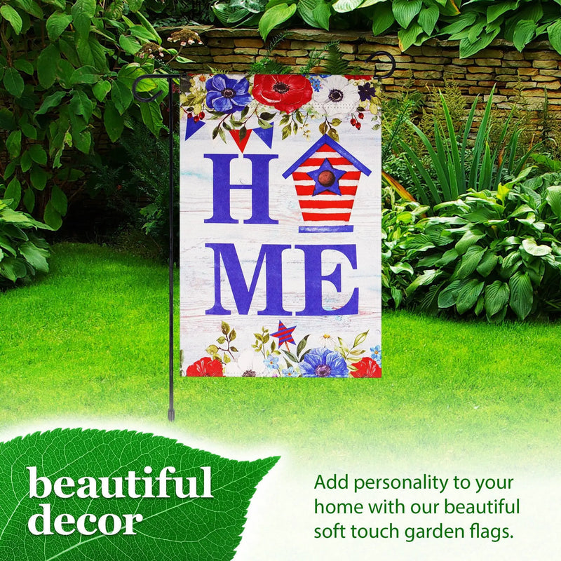 G128 Combo Pack: Garden Flag Stand Black 36 in x 16 in & Garden Flag Patriotic Decoration Home Birdhouse 12"x18" Double-Sided Blockout Fabric G128