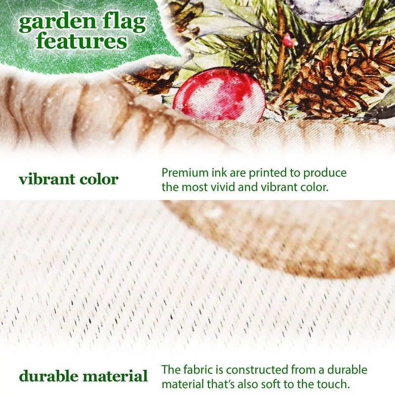 G128 Combo Pack: Garden Flag Stand Black 36 in x 16 in & Garden Flag Winter Decoration Mittens with Evergreen Arrangement 12"x18" Double-Sided Blockout Fabric G128